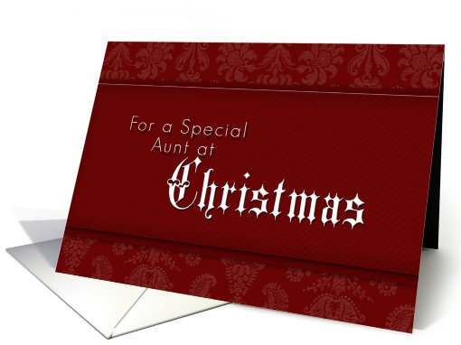 For Aunt Merry Christmas, Red Demask Background card (640662)