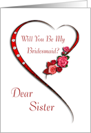 Sister, Swirling heart bridesmaid invitation card