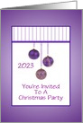 Christmas Party Invitation Purple Ornaments Custom Cover Year 2023 card