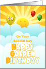 18th Golden Birthday With Balloons Sunshine And Happy Face card