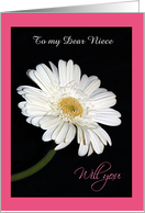 Pink Border & white Gerbera Daisy Custom Title for Flower Girl Invit. card