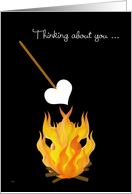 Summer Camp Thinking of You Toasting Marshmallow Heart card