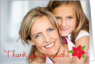 Thank You Christmas Gift Photo Card with Red Poinsettia card