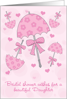 Daughter Bridal or Wedding Shower Pink Parasols Cute and Classic card