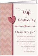 To Wife on Valentine’s Day Why Do I Love You card