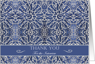 Business Thank You for the Interview, Elegant Blue Filigree Design card