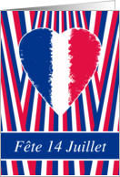 Bastille Party Invitation Fete 14 Juillet Tricolor Heart and Stripes card