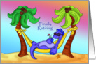 Finally Retiring - Dinosaur at the Beach Retirement Party Invitation card