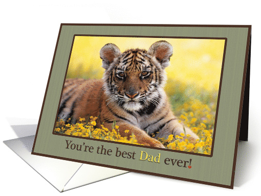 Happy Father's Day Dad Young Tiger Field of Yellow Flowers card