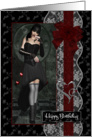 Pretty Gothic Girl with Bows Ribbon And Lace card