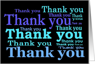 Thank You in Blue, Turquoise, and Black card