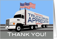 National Truck Driver Appreciation Week American Flag Semi Thank you card