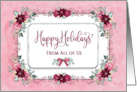 Christmas Happy Holidays Poinsettias Pink and Burgundy Flowers card