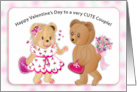 Valentines for Cute Couple Two Sweet Teddy Bears and Gift card