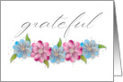Thank You Daisy-like Pink and Blue Flowers Grateful card