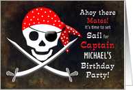 BIRTHDAY PARTY INVITATION - PIRATES - PERSONALIZE NAME card