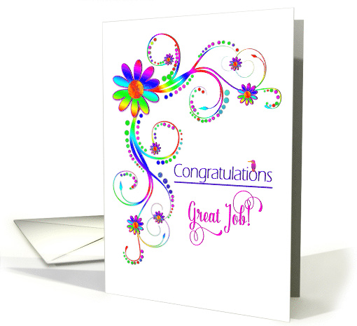 Congratulations, Vivid Colors, Flowers, Tropical Bird card (1570264)