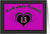 Sweet 13 - Birthday - Teen - Heart - card