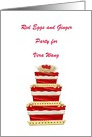 Red Eggs & Ginger Party Invitation, Nest of Eggs on Cake, Custom Text card