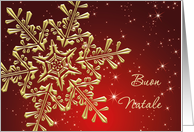 Italian Christmas, Boun Natale - golden snowflake on red card