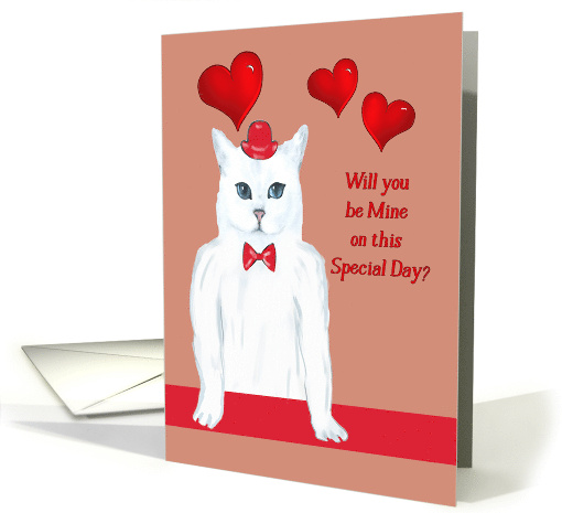 Valentine with White Cat and Hat card (1753252)