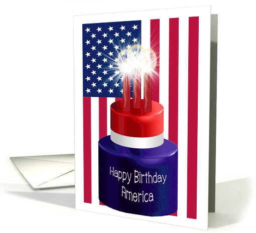 Birthday Card for USA July 4th Cake card (1770956)