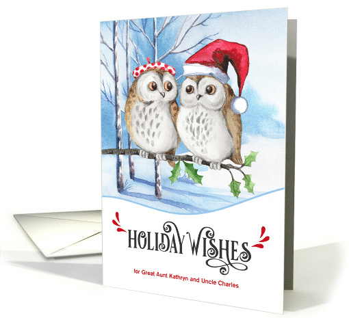 for Great Aunt and Uncle Holiday Wishes Woodland Owls card (1122436)
