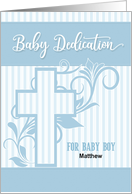 Baby Boy Dedication Day Blessings Blue Stripes Custom card