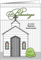 Baptism Anniversary Blessings Chapel with Silver Stripes card