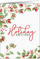 Business Holiday Greetings with Holly Leaves card