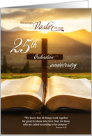 for Pastor 25th Ordination Anniversary Bible and Cross card
