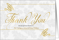 Donation Thank You Faux Gold Leaf on Silvery Damask card