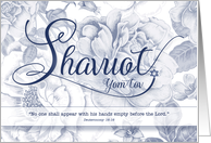 Shavuot Yom Tov Vintage Faded Blue Rose Pattern card