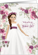 Flower Girl Request Light Skin with Plum Ranunculus card