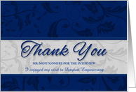 Business Thank You for the Interview Blue and Silver card