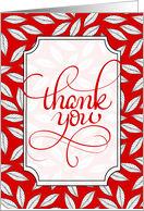 Volunteer Thank You Modern Red and White Leafy Botanical card