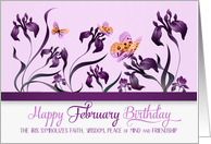 February Birthday Purple Iris with Butterflies card