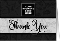 Business Thank You Square LOGO in Classic Black Damask card