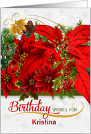Custom Birthday on Christmas Day Poinsettias card