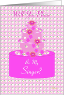 Singer, Wedding Party Invitation, Floral Cake card