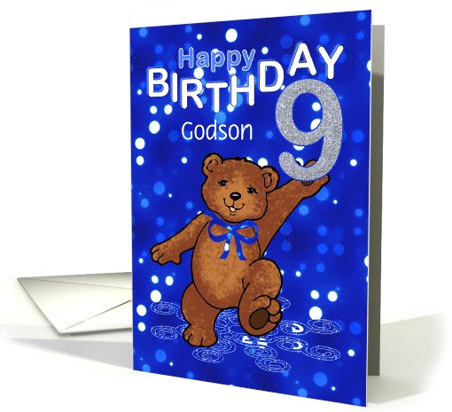 9th Birthday Dancing Teddy Bear for Godson card (1066093)