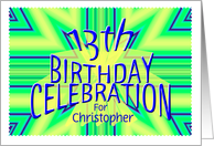 13th Birthday Party Invitation Yellow Star Custom Name card