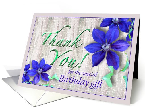 Thank You for Birthday Gift Purple Clematis card (624015)