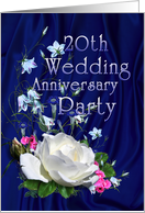White Rose, 20th Wedding Anniversary Party Invitation card