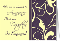 Purple Yellow Daughter Engagement Announcement Card