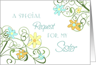 Garden Flowers Sister Chief Bridesmaid Invitation Card