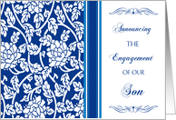 Blue Floral Son Engagement Announcment Card