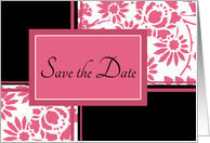 Wedding Save the Date - Black & Honeysuckle Pink Floral card