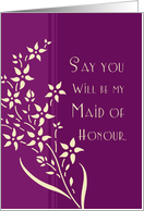 Will you be my Maid of Honour Sister - Plum & Yellow Floral card