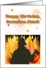Birthday for Fire Battalion Chief, fireworks card